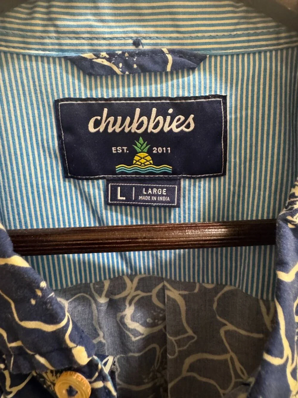 Chubbies Summer Print Shirt Blue – Casual Button Up – Size L - Picture 3 of 6